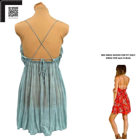 Free People Intimately (Medium) Jolene Light Blue Mini Slip Dress - Picture 2 of 10